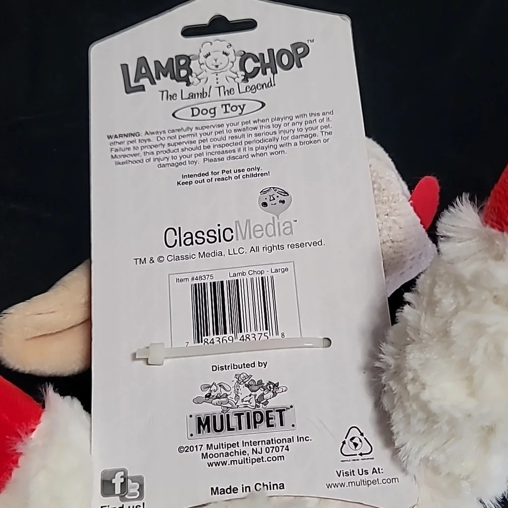 Multipet Lamb Chop Dog Toy with Squeaker,  Large Size NWT‎